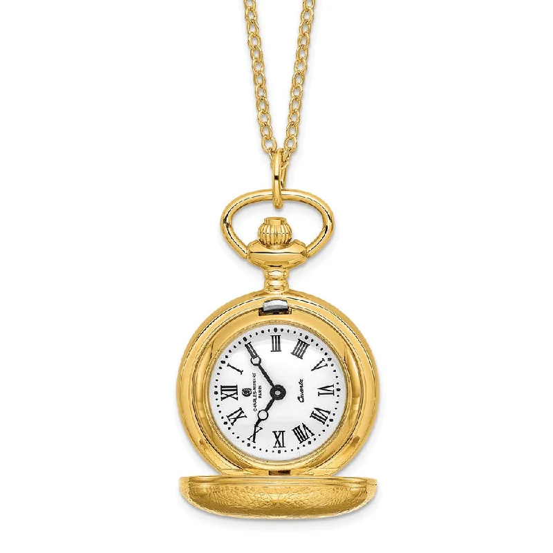 Infinity symbol necklace-Charles Hubert Gold-finish Scroll Design Pendant Watch