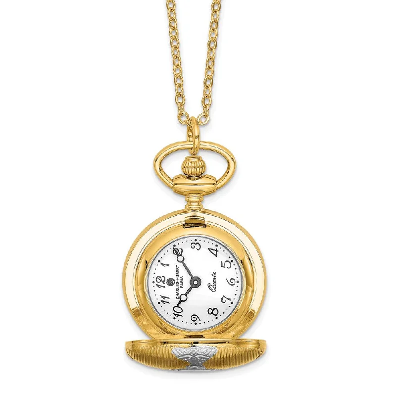 Pearl strand necklace-Charles Hubert Two-tone Shield Design Pendant Watch