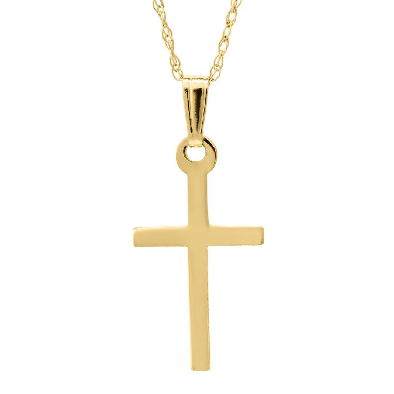 Baguette cut necklace-Child 14K Yellow Gold 10x21mm Cross Pendant Necklace