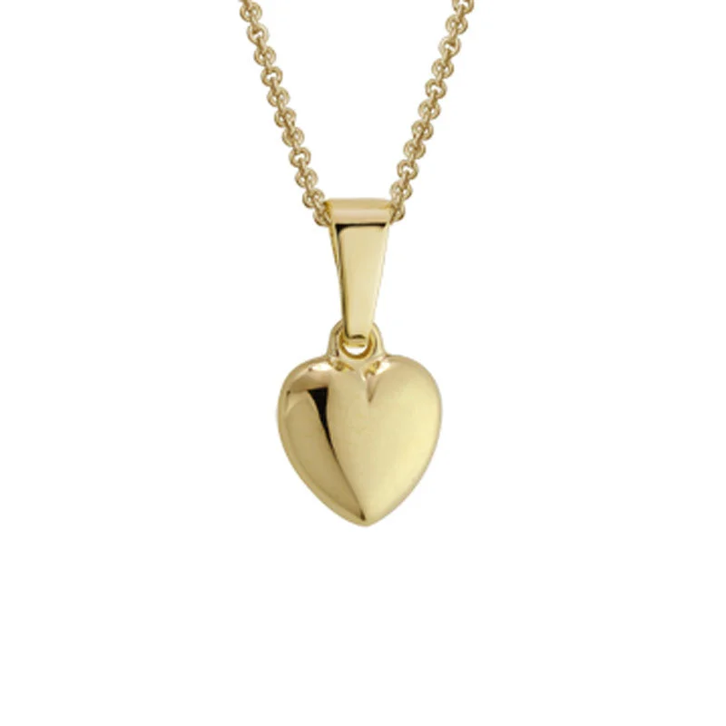 Engraved promise necklace-Child 14K Yellow Gold Puffy Heart Pendant Necklace