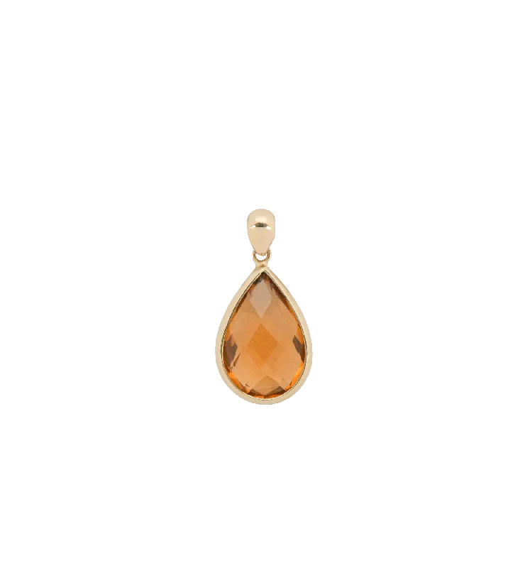 Rose gold heart necklace-Citrine Oval Gemstone Charm 14K