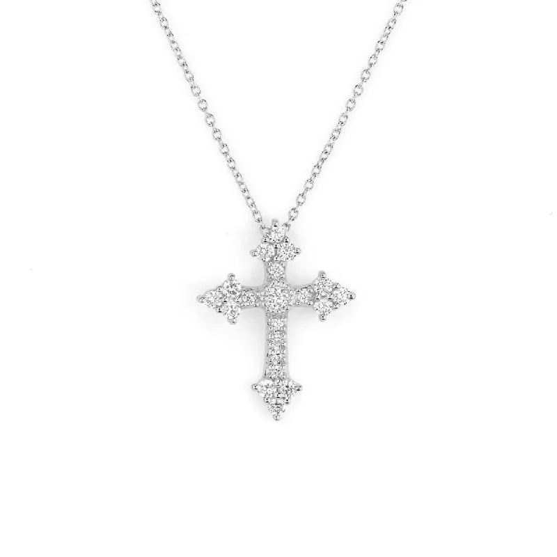 Oxidized silver necklace-Jude Frances Provence Champagne Small Cross Pendant Necklace