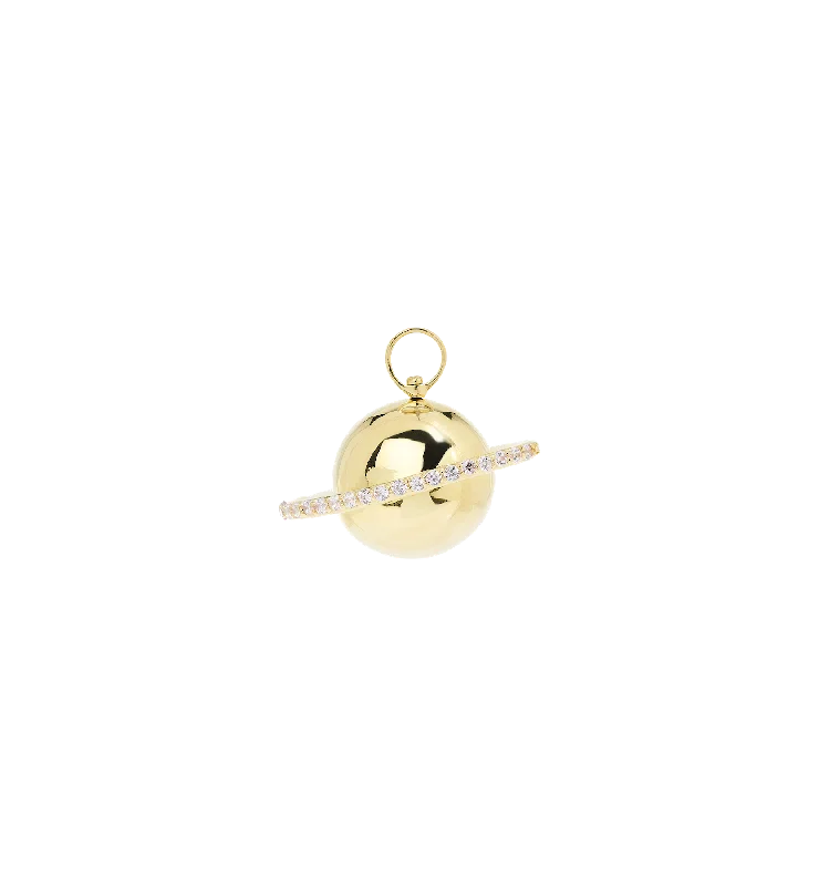 Dainty initial necklace-Saturn Charm