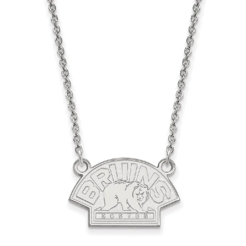 10k White Gold NHL Boston Bruins SM Necklace, 18 Inch