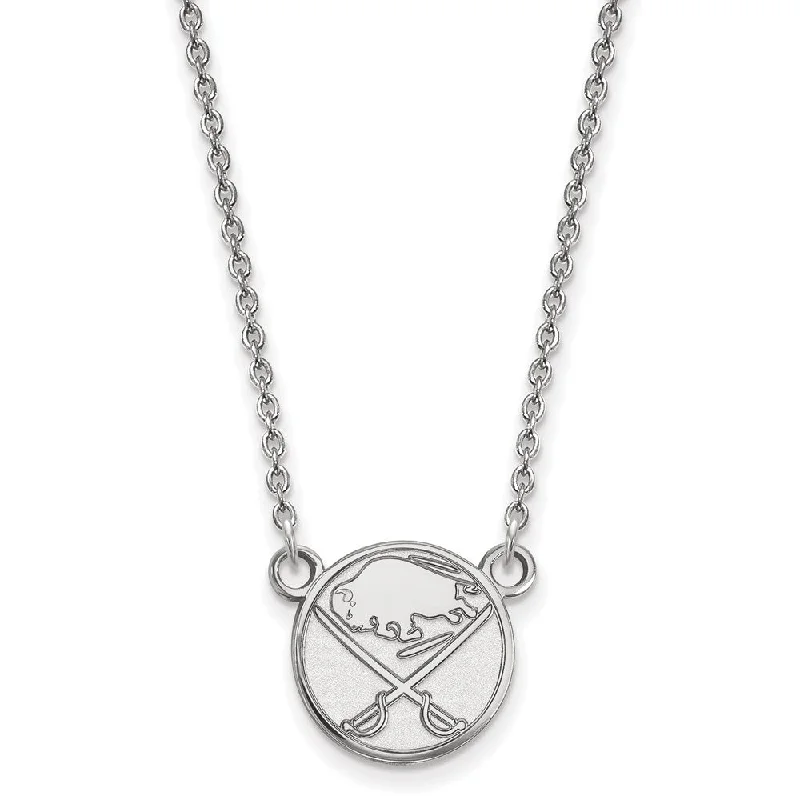 10k White Gold NHL Buffalo Sabres Small Necklace, 18 Inch