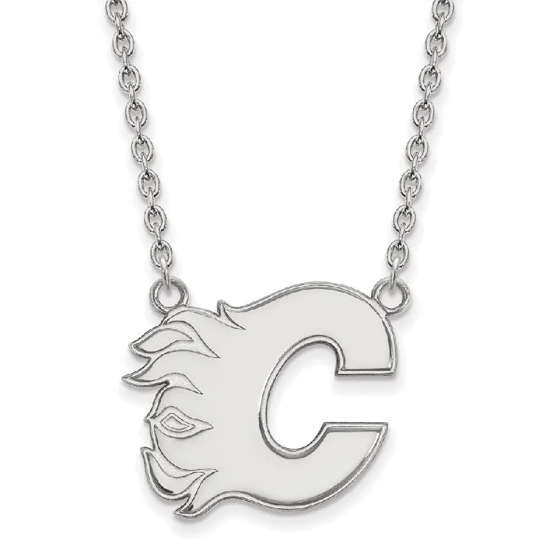 Cluster emerald necklace-10k White Gold NHL Calgary Flames Large Necklace, 18 Inch