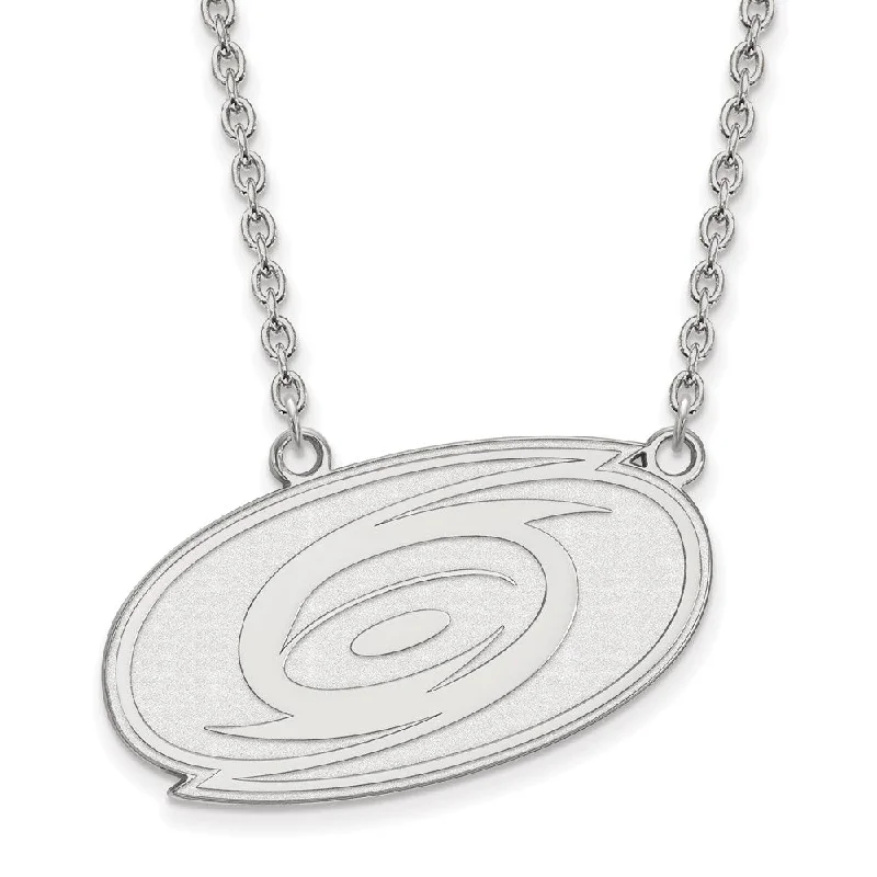 10k White Gold NHL Carolina Hurricanes Large Necklace, 18 Inch