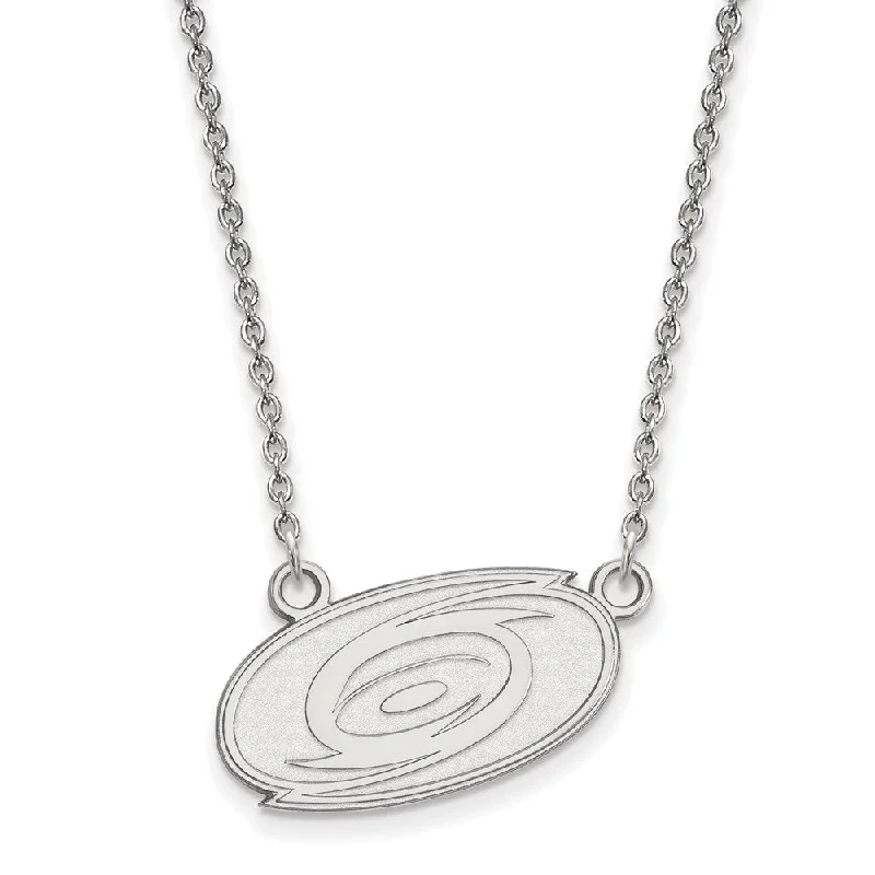 Braided gold necklace-10k White Gold NHL Carolina Hurricanes Small Necklace, 18 Inch