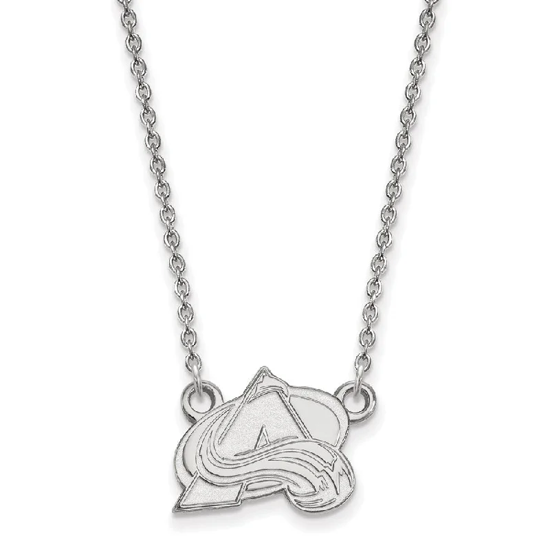 Leaf motif necklace-10k White Gold NHL Colorado Avalanche Small Necklace, 18 Inch