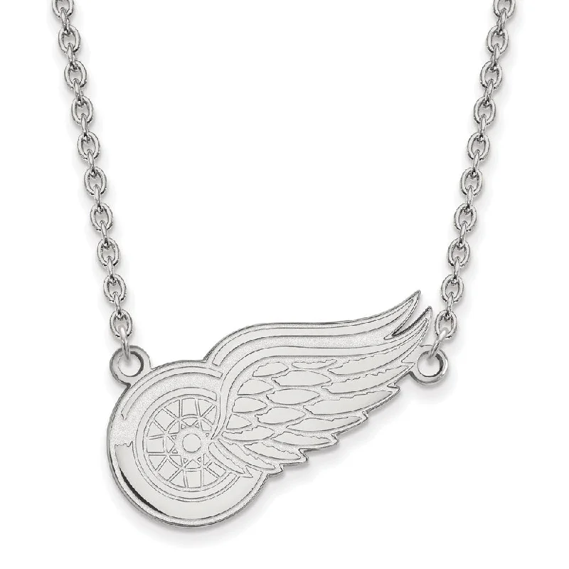 10k White Gold NHL Detroit Red Wings Large Necklace, 18 Inch