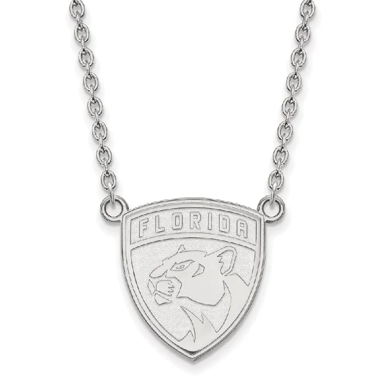 Moon phase necklace-10k White Gold NHL Florida Panthers Large Necklace, 18 Inch