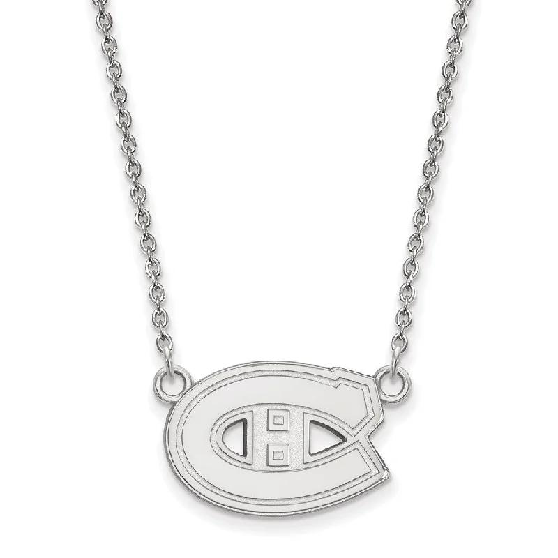 Handmade clay necklace-10k White Gold NHL Montreal Canadiens Small Necklace, 18 Inch