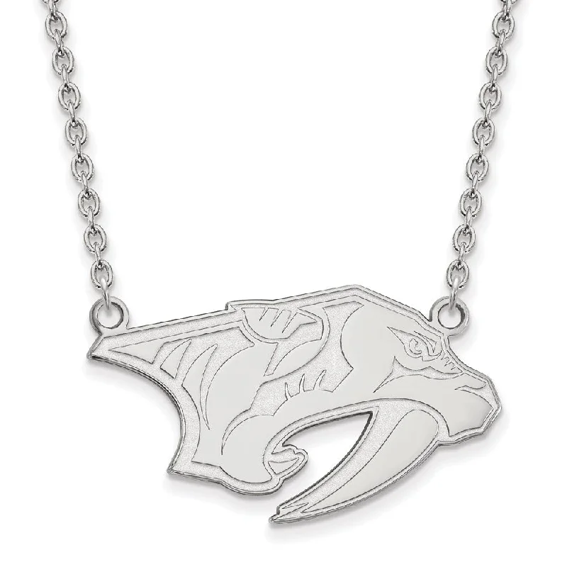 10k White Gold NHL Nashville Predators Large Necklace, 18 Inch