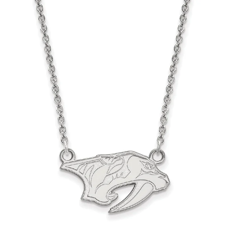 Baguette cut necklace-10k White Gold NHL Nashville Predators Small Necklace, 18 Inch