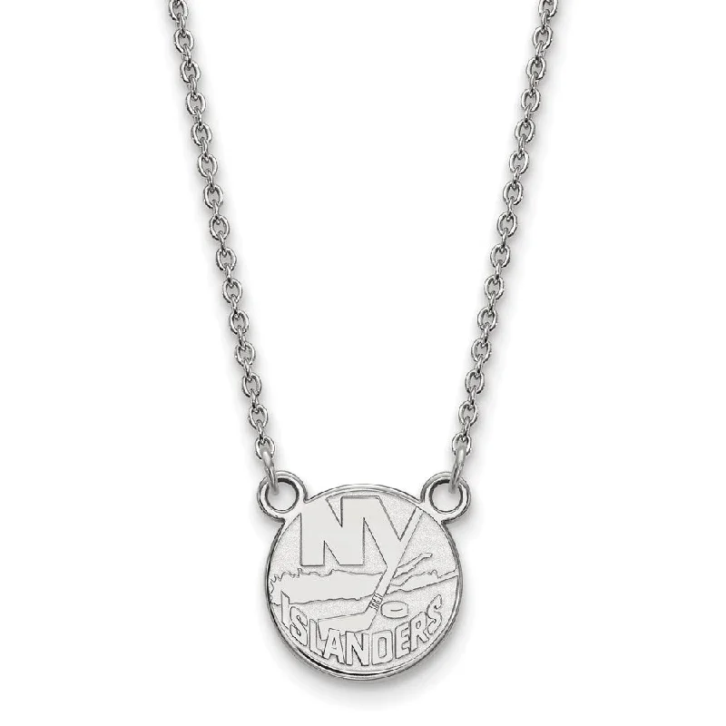 10k White Gold NHL New York Islanders Small Necklace, 18 Inch