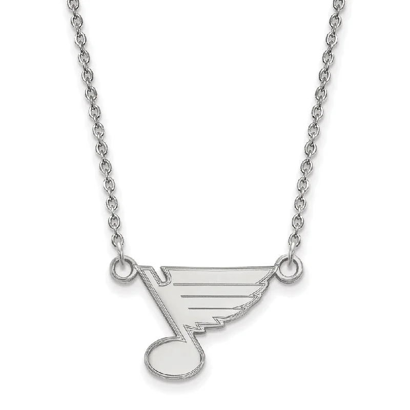 10k White Gold NHL St. Louis Blues Small Necklace, 18 Inch