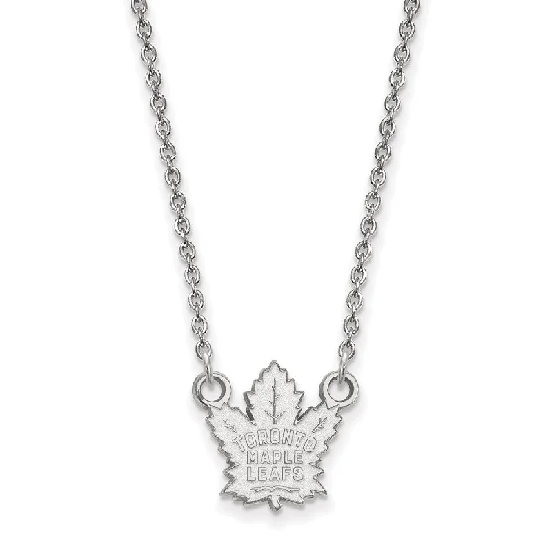 10k White Gold NHL Toronto Maple Leafs Small Necklace, 18 Inch