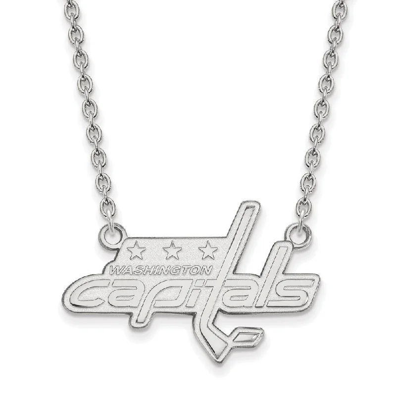 Personalized name necklace-10k White Gold NHL Washington Capitals Large Necklace, 18 Inch