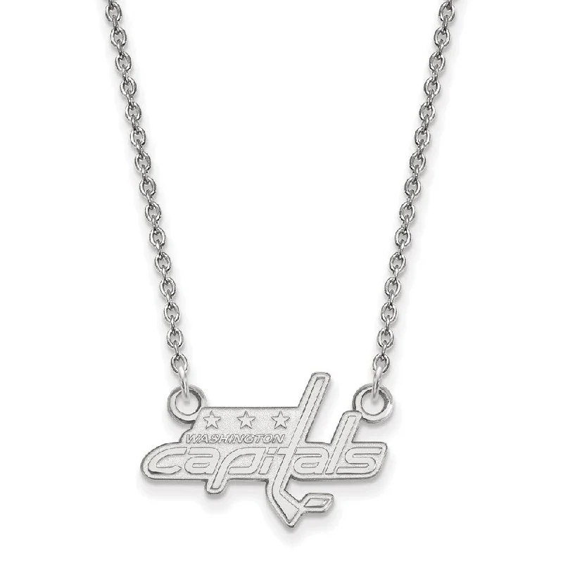 10k White Gold NHL Washington Capitals Small Necklace, 18 Inch