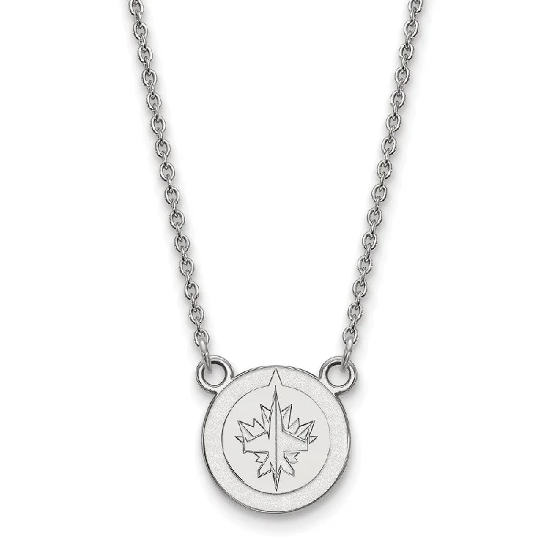 Triple layer necklace-10k White Gold NHL Winnipeg Jets Small Necklace, 18 Inch