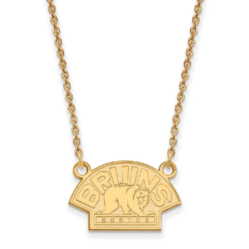 10k Yellow Gold NHL Boston Bruins SM Necklace, 18 Inch