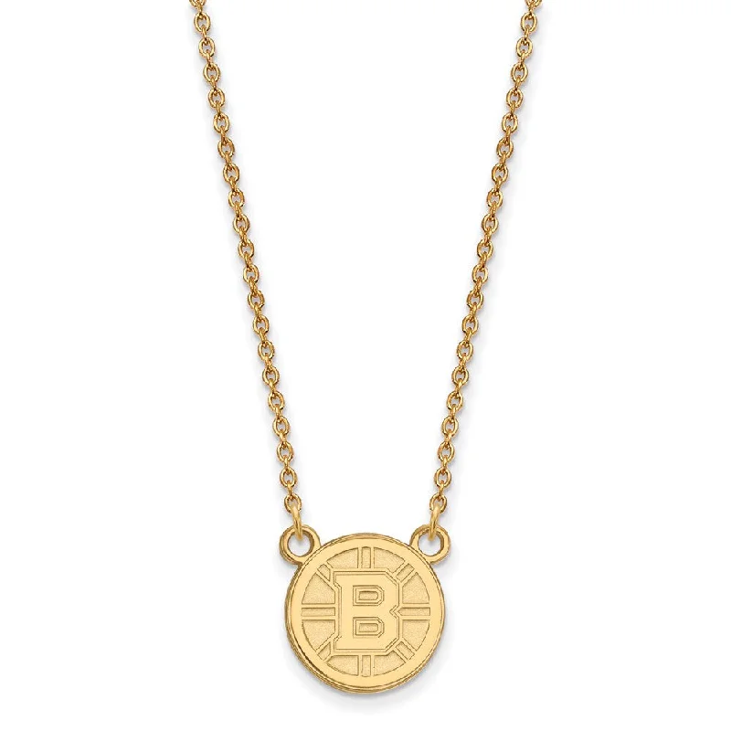 Hexagon charm necklace-10k Yellow Gold NHL Boston Bruins Small Necklace, 18 Inch