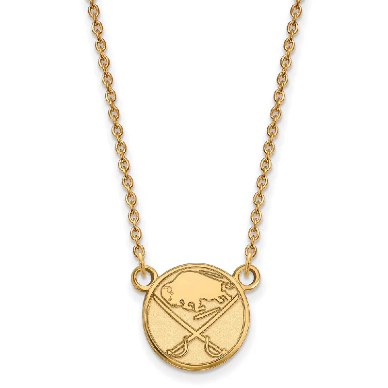 Gothic skull necklace-10k Yellow Gold NHL Buffalo Sabres Small Necklace, 18 Inch