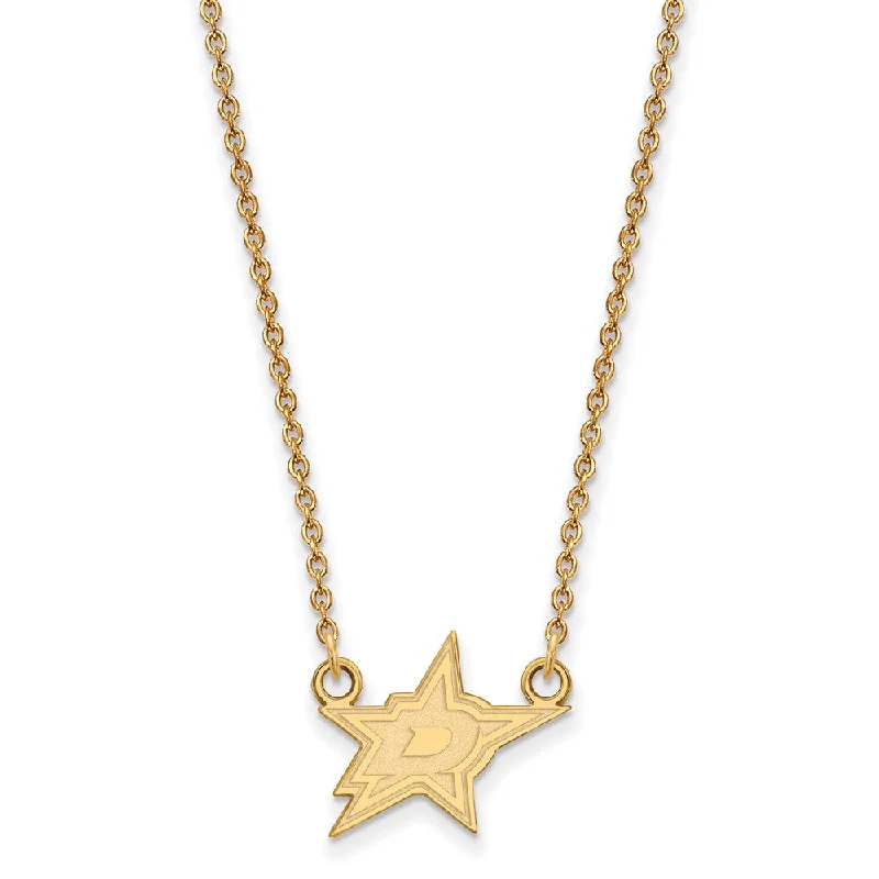 10k Yellow Gold NHL Dallas Stars Small Necklace, 18 Inch