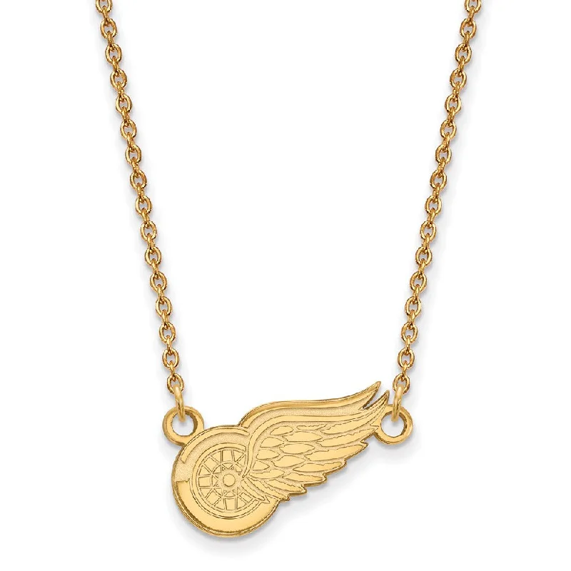 Sterling silver pendant necklace-10k Yellow Gold NHL Detroit Red Wings Small Necklace, 18 Inch