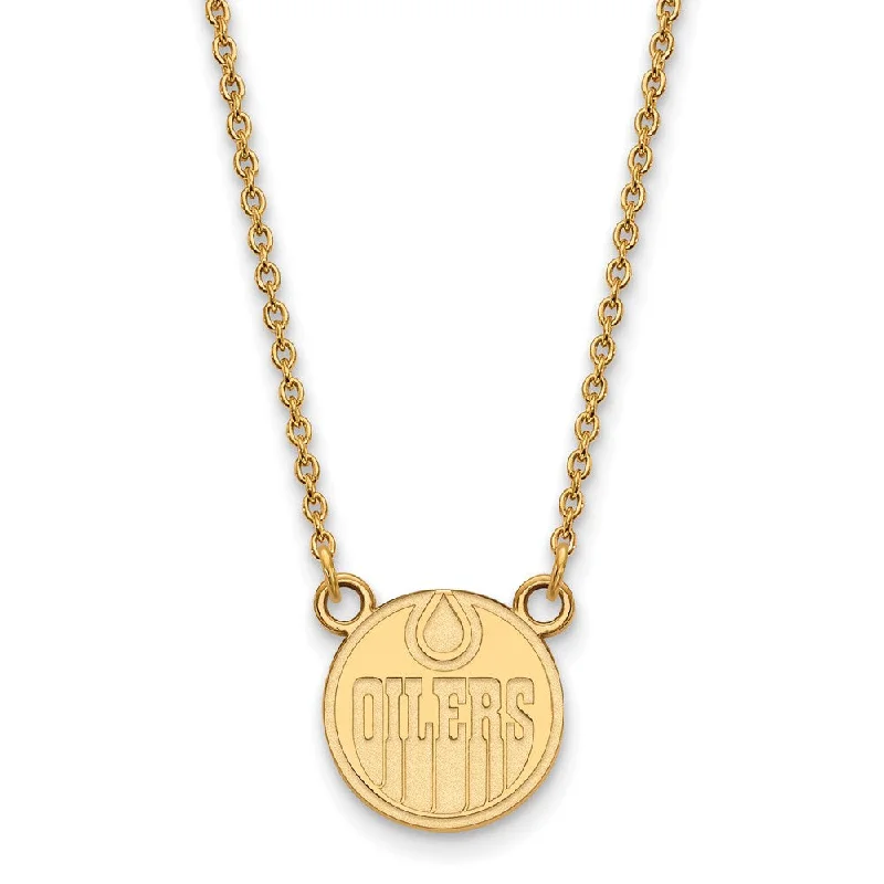 10k Yellow Gold NHL Edmonton Oilers Small Necklace, 18 Inch