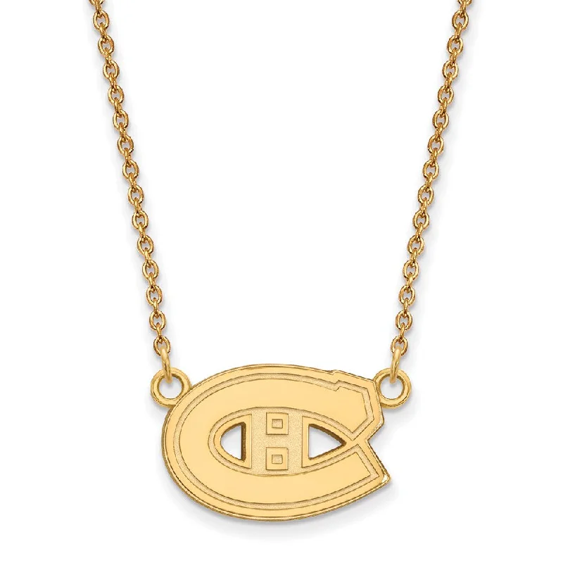 10k Yellow Gold NHL Montreal Canadiens Small Necklace, 18 Inch