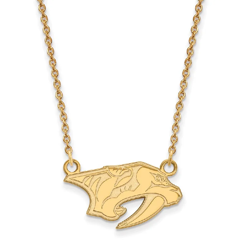 10k Yellow Gold NHL Nashville Predators Small Necklace, 18 Inch