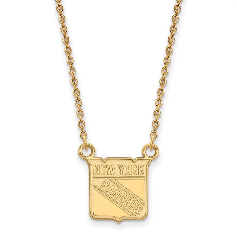 10k Yellow Gold NHL New York Rangers Small Necklace, 18 Inch