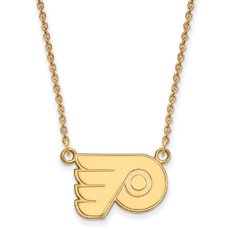 10k Yellow Gold NHL Philadelphia Flyers Small Necklace, 18 Inch