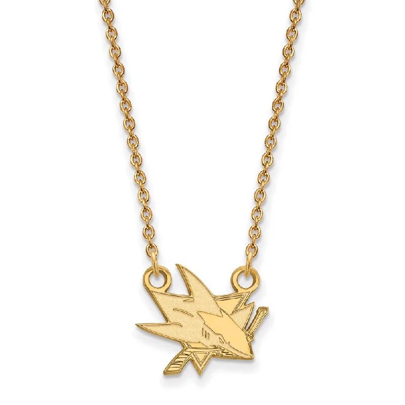 10k Yellow Gold NHL San Jose Sharks Small Necklace, 18 Inch