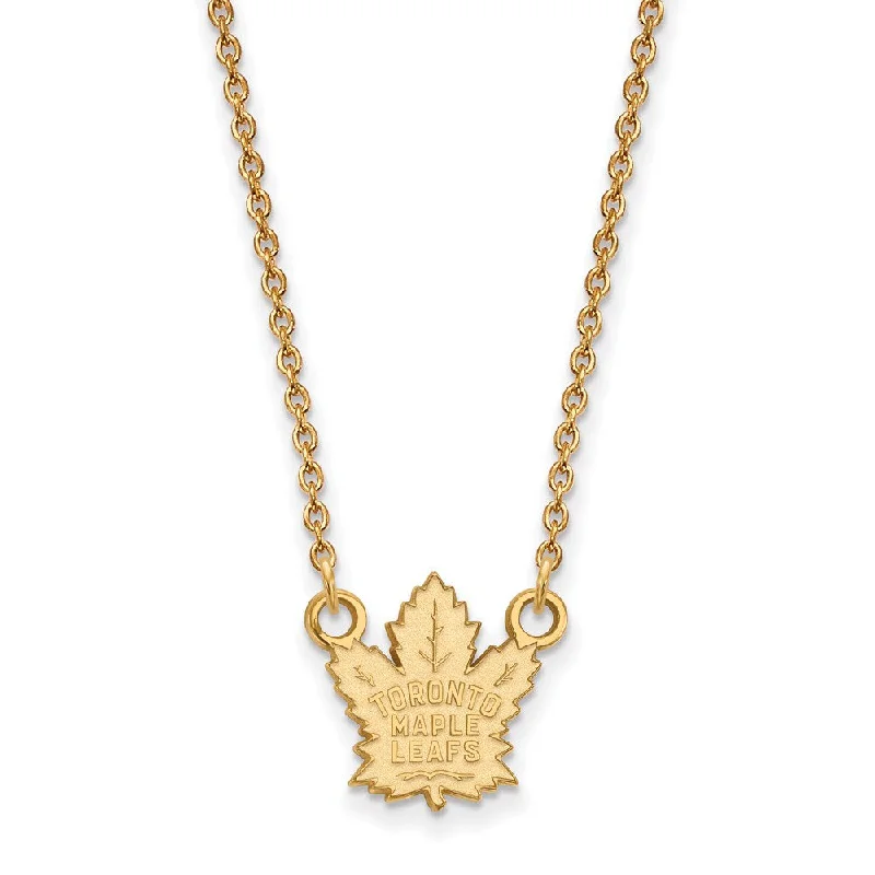 Elegant halo necklace-10k Yellow Gold NHL Toronto Maple Leafs Small Necklace, 18 Inch