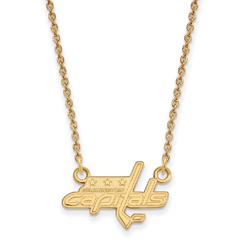 10k Yellow Gold NHL Washington Capitals Small Necklace, 18 Inch