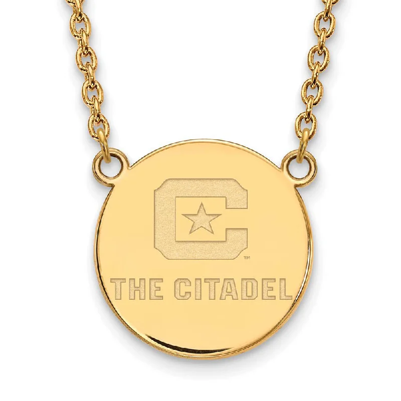 10K Yellow Gold The Citadel Large Disc Necklace, 18 Inch