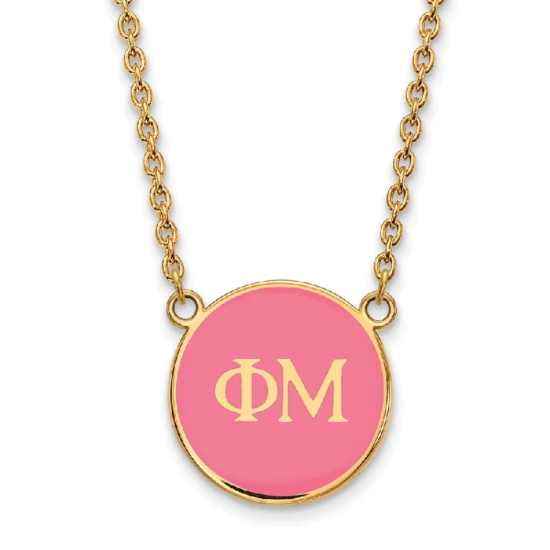 14K Plated Silver Phi Mu Large Enamel Necklace