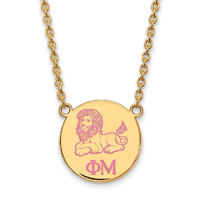 14K Plated Silver Phi Mu Small Enamel Necklace