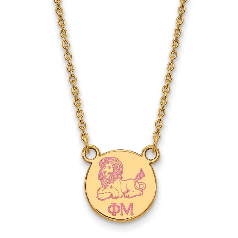 Dotted pattern necklace-14K Plated Silver Phi Mu XS (Tiny) Enamel Necklace