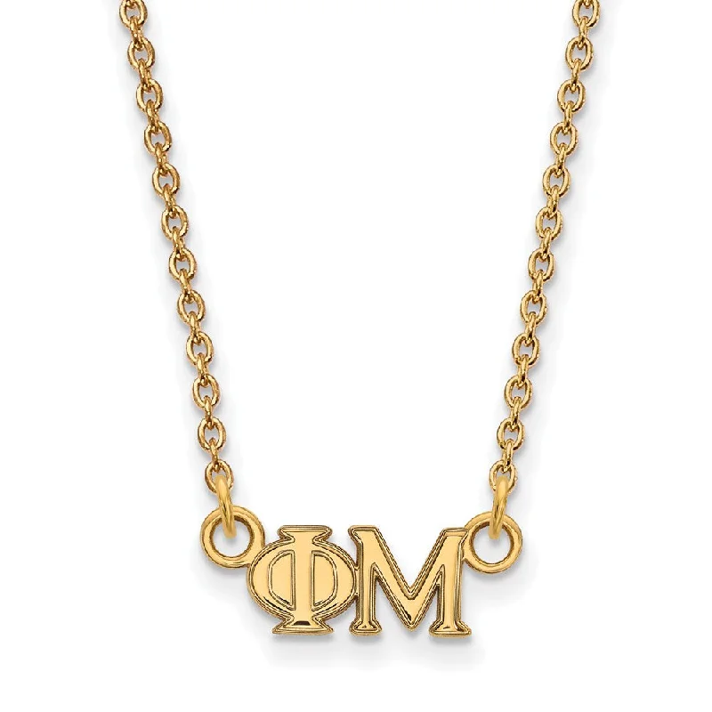 14K Plated Silver Phi Mu XS (Tiny) Greek Letters Necklace