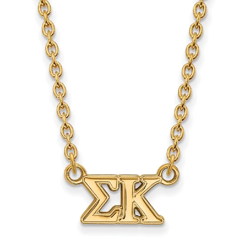 Minimalist bar necklace-14K Plated Silver Sigma Kappa Medium Necklace