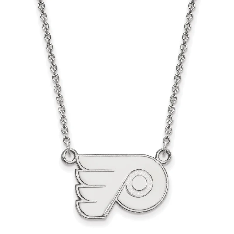 14k White Gold NHL Philadelphia Flyers Small Necklace, 18 Inch