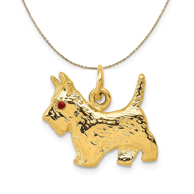 Adjustable cord necklace-14k Yellow Gold and Ruby Scottie Necklace