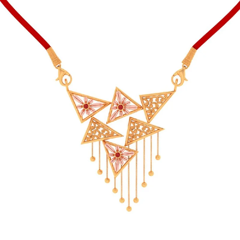 Ball Drop 14k Gold Necklace With Multiple Triangle