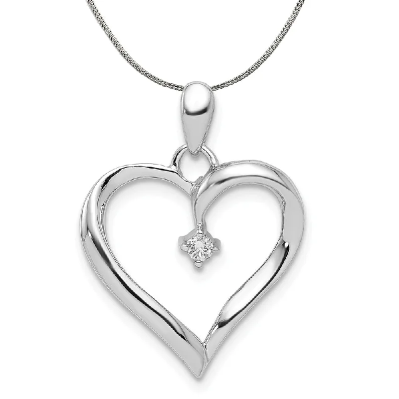 Mixed metal necklace-Diamond Accented Heart Pendant in Sterling Silver Necklace