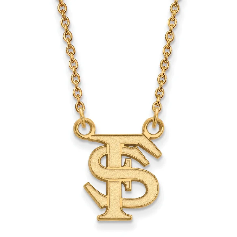 10k Yellow Gold Florida State Small 'FS' Pendant Necklace