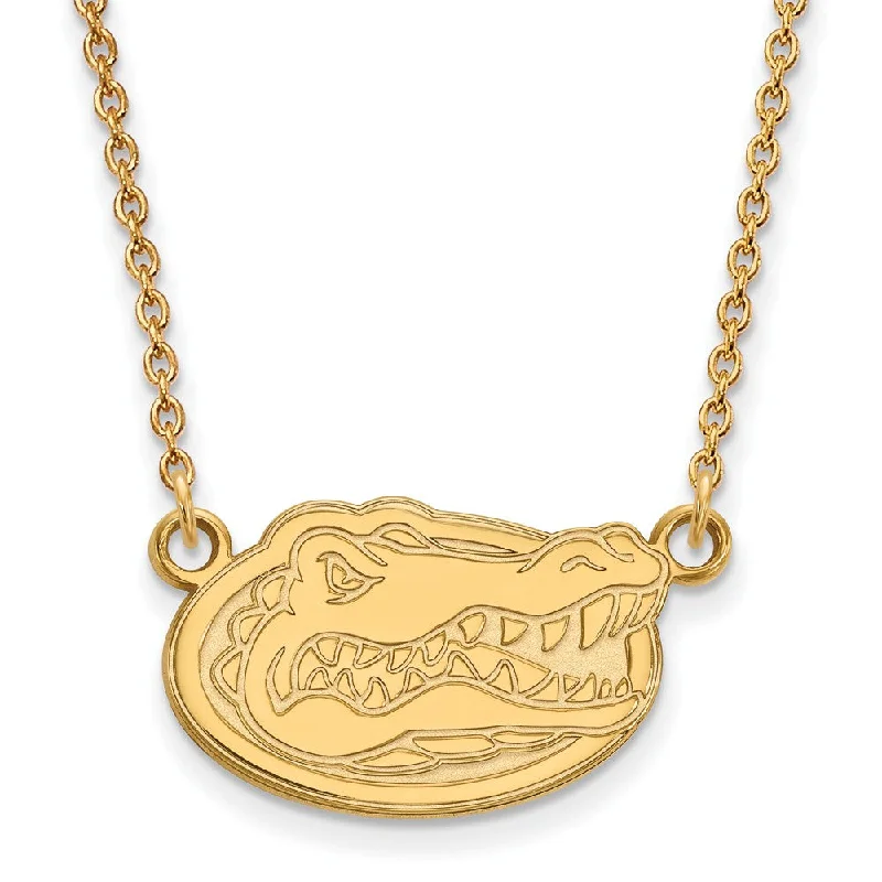 10k Yellow Gold U of Florida Small Gator Disc Pendant Necklace