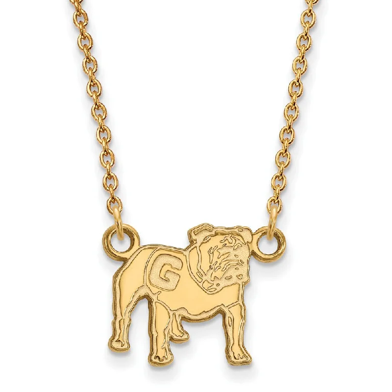 Double layer necklace-10k Yellow Gold U of Georgia Standing Bulldog Pendant Necklace